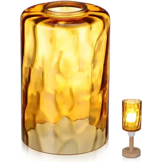 Luxshiny Lampenschirm Glas E27 Ersatz Steinmuster Pendelleuchte Orange | Ersatzlampenschirm Zylinder für Hängelampe Tischlampe Stehleuchte Bernstein Beleuchtung Abdeckung Zylinderglas 15x10 cm