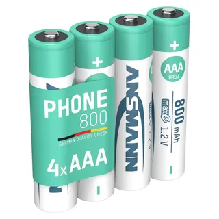 Ansmann Telefon Akku AAA, 4 Stück, 800mAh 1,2V, DECT