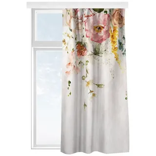 Bilderdepot24 Vorhang Gardine Natur Rankende Blumen Aquarell Vintage Türvorhang Raumteiler, Multifunktionsband (1 St), blickdicht, Samt, Schiebegardinen Schlafzimmer Wohnzimmer Schiebevorhang bunt 130 cm x 225 cm
