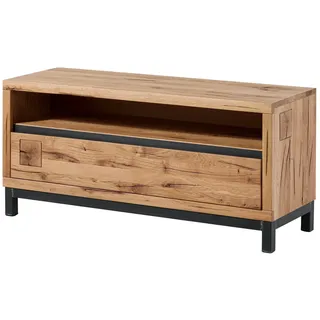 MASSIVMOEBEL24.DE VILLANDERS TV-Lowboard 120x40x56 cm Beige Holz, Metall, Massivholz