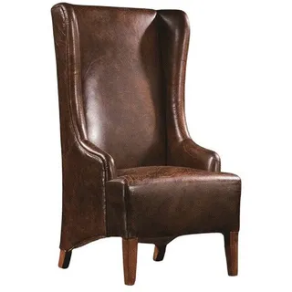 Xlmoebel Ohrensessel Echtleder Relaxsessel im Vintage-Look für gemütliche Stunden (Ohrensessel), Hergestellt in Europa braun