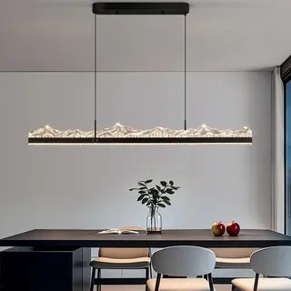 120cm LED Pendelleuchte Esstisch Decken-Hängelampe Modernes Lineares dimmbare Hängeleuchte Esszimmer mit Fernbedienung höhenverstellbar LED Esstischleuchte Esszimmerlampe Büro Schwarz Kronleuchter