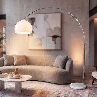 Bogenlampe LOUNGE DEAL - 175-205cm - weiß - Marmorfuß - Stehlampe - ausziehbar