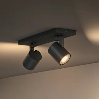 Deckenleuchte Philips Hue, Philips Hue Runner, dimmbar, Schwarz, für Wohnzimmer, Aluminium, Modern - 30.5 - 9 - 10.9