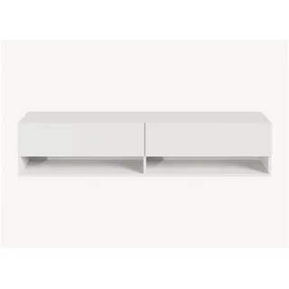 [en.casa] Halmstad TV-Lowboard 140 x 31 x 30 cm Weiß Spanplatte