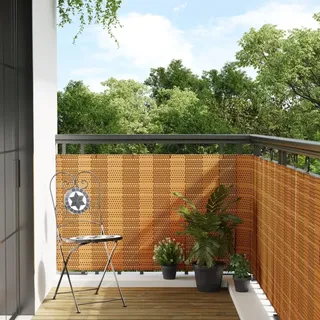 vidaXL Balkon-Sichtschutz Hellbraun 400x80 cm Poly Rattan - Braun