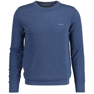 GANT Strickpullover mit Label-Stitching Modell PIQUE Jeansblau Melange, XL