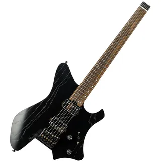EART Headless E-Gitarre Fix Bridge für 6 -saitige Reisegitarre Kleine, aber vollwertige LEAF-Gitarre Ultraleicht für Reisen und Performance Richtige Solid-Body-Gitarre (Schwarz ohne Furnier)