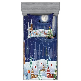 Bettwäsche »bedrucktes 2-teiliges Bettwäscheset«, Abakuhaus, Microfaser, Weihnachten Winterlandschaft blau|weiß 140 cm x 200 cm