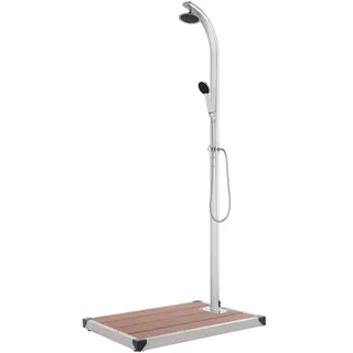 Snsowed Gartendusche mit Brauner Bodenplatte 220 cm Aluminium, Dusche Für Garten, Outdoor Shower, Garten Dusche, Außen Dusche - 3070781