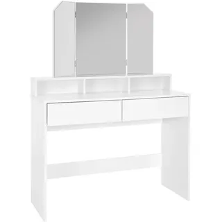 ML-Design Schminktisch mit Hocker 3Tlg Klappspiegel Schubladen 100x40x140cm Weiß