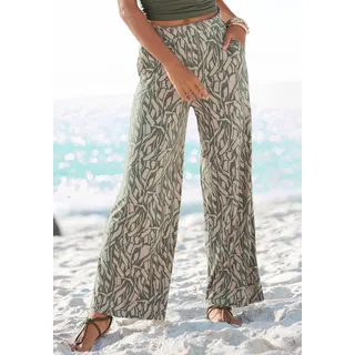 Jerseyhose BUFFALO Gr. 34, N-Gr, bunt (khaki, sand bedruckt) Damen Hosen Strandhosen