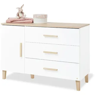 Pinolino Wickelkommode Lumi, Weiß, Eiche, Holz, Eiche, massiv, 3 Schublade(n) Schubladen, 136x101x77 cm, FSC Mix, Babymöbel, Wickelkommoden & Zubehör, Wickelkommoden