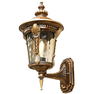 Mengjay Aluminiumguss Wasserdicht IP23 Außenwandleuchte Retro Vintage, Glas-Schirm Antik Außenlampe, Innen Und Außen Wandleuchte E27 Fassung Außenleuchte, Für Terrasse Balkon Treppen Garten (Small)