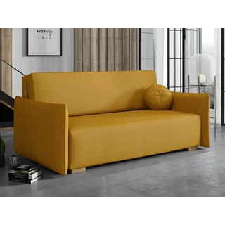MIRJAN24 Schlafsofa Viva Glov IV, mit Bettkasten und Schlaffunktion, inkl. Kissen, Holzfüße, 4-Sitzer gelb