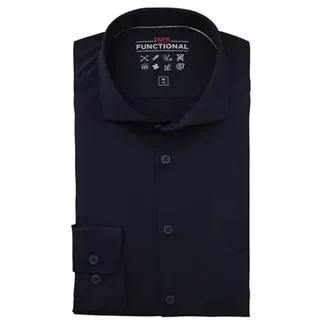 Pure Slim Fit Functional Hemd Langarm Streifen Nachtblau Größe 48 - 48