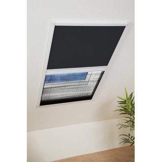 Insektenschutzrollo für Dachfenster, hecht international, transparent, verschraubt, weiß/schwarz, BxH: 110x160 cm schwarz|weiß