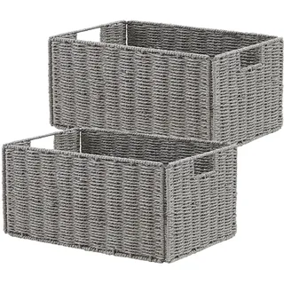 Vagusicc Weiden-Aufbewahrungskorb, Set mit 2 handgewebten Papierseil-Weidenkorb, kleine Aufbewahrungskörbe für die Organisation von Toilettenpapier, faltbar, große Würfel, Aufbewahrungsbehälter für