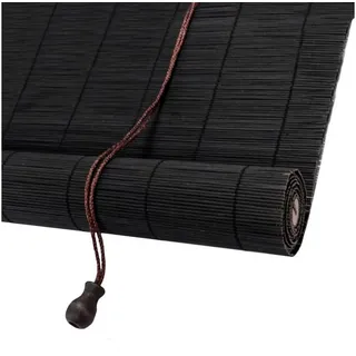 Seitenzugrollo Bambusrollo 140x240 Schwarz Innen Aussen, LuxusKollektion schwarz 140 cm x 240 cm