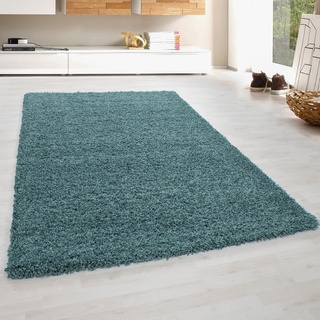 Hochflor-Teppich BRUNO BANANI "Shaggy Soft" Teppiche Gr. B/L: 160 cm x 230 cm, 30 mm, 1 St., blau (aquablau) Esszimmerteppiche gewebt, Uni Farben, besonders weich und kuschelig