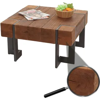 Mendler Couchtisch HWC-A15, Wohnzimmertisch, Tanne Holz rustikal massiv MVG-zertifiziert ~ braun 70x70cm