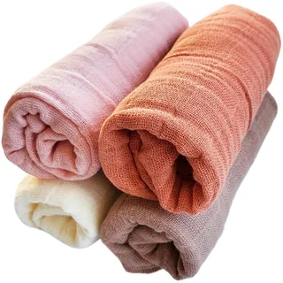 Pippi Mulltücher 4er Pack Spucktücher Biobaumwolle Organic (Apricot Peach)