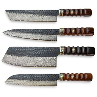 Calisso Messer-Set Aristocratic Line Küchenmesser Damastmesser Messerset (4-tlg), Damastmesser, inkl. hochwertiger Box und Echtheitszertifikat beige|braun
