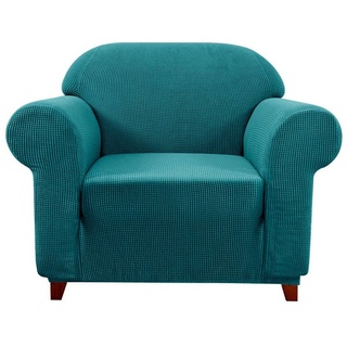 Sofahusse 1 Sitzer Sofabezug, SUBRTEX, Dehnbarer waschbarer Stoff blau|grün