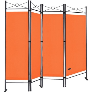 Casaria Paravent Lucca, 180x163cm Verstellbar Faltbar Stabil 4 teilig Indoor Trennwand Raumteiler Spanische Wand Orange orange