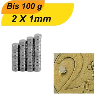 MaajeeKuto Magnet Neodym Magnet 2x1 mm Supermagnet hoher Haftkraft Mini Scheibenmagnet (10-St)