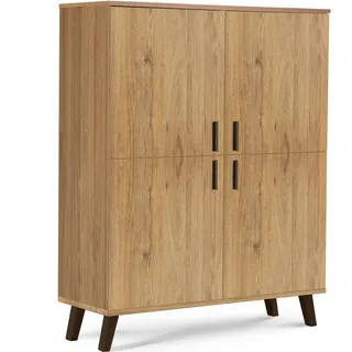KONSIMO® Hochkommode FRISK Türkommode Highboard, 6 Einlegeböden, 4 Türen, Skandinavischer Stil braun