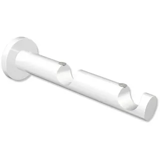 Interdeco Gardinenstangen Träger und Wandhalter 2-läufig, aus Metall, Weiß, Halterung für Vorhangstangen 20 mm und Innenlaufstangen, Abstand 7,5 und 14,5 cm, zur Wandmontage, Typ 1120212