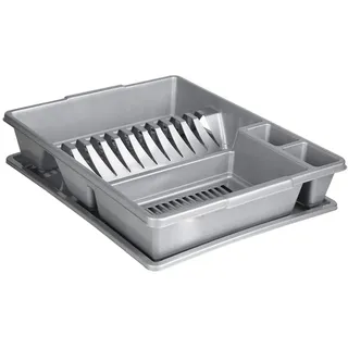 rg-vertrieb Abtropfgestell Abtropfständer Geschirrablage Abtropfschale Abtropfgitter für Geschirr & Besteck, Spülmaschinenfest für Küche & Camping Abtropfkorb Classic Geschirr Korb 44 x 35cm (Grau)