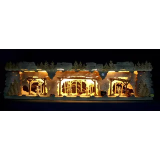 Große 75cm LED Panorama 3D Schwibbogen Sockel/Erhöhung - Bergbau & Bergmänner Exclusiv - Handwerkskunst aus dem Erzgebirge