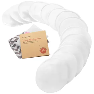 KeaBabies 14-Pack Bio Stilleinlagen Waschbar (Soft White, L 12.7cm) | Wiederverwendbare Bambus Stilleinlagen mit Wäschebeutel, Mehrweg-Nippelabdeckungen, Stillutensilien, Weich, Saugfähig