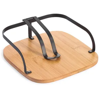 WellHome - Serviettenhalter aus Metall und Bambus in Schwarz Farbe 19x19x7 cm - A-mesa