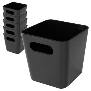 6 x Ordnungsbox - 10 cm hoch - schwarz - 10 x 10 cm - Ordnungskorb - Regalorganizer Wandregal - Schubladen Organizer schmaler Korb - Badezimmer