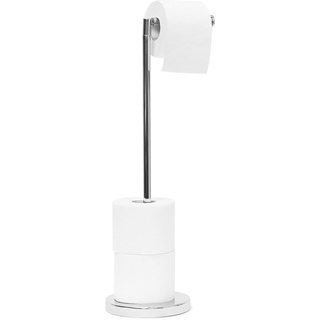 Relaxdays Toilettenpapierhalter stehend HBT 75 x 22 x 16,5 cm freistehender Papierrollenhalter aus Stahl Rollen als Ersatzrollenhalter verchromt, silber WC-Rollenhalter, 16.5 x 22 x 56 cm