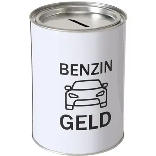 ReWu Spardose Sparschwein mit Schriftzug Benzingeld - Deckel Abnehmbar - Wiederverwendbar Metall Sparbüchse Geldgeschenk Geschenkidee Geldspardose Metallspardose 14 x 10 cm