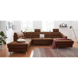 sit&more Wohnlandschaft SIT & MORE "Cardoso U-Form", braun (cognac), B:324cm H:90cm T:90cm, Luxus-Microfaser 1 (100% Polyester);Luxus-Microfaser 2 (100% Polyester);Luxus-Microfaser ALTARA NUBUCK (100% Polyester), Sofas, Wohnlandschaft, mit Federkern und 