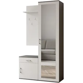 GARDEROBENSCHRANK Magnola Grau Weiß 100/180,5/35 cm – Modern, mit Spiegel und viel Stauraum