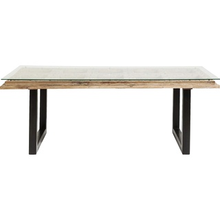 Kare Tisch Kalif, Esstisch mit Echtholzplatte, handgeschnitzte Oberfläche,Glas, (HxBxT) 78x200x90 cm