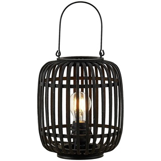 Lindby Tischlampe 'Canyana' (Landhaus, Vintage, Rustikal) in Schwarz aus Holz u.a. für Wohnzimmer & Esszimmer (1 flammig, E27) - Tischleuchte, Schreibtischlampe, Nachttischlampe, Wohnzimmerlampe