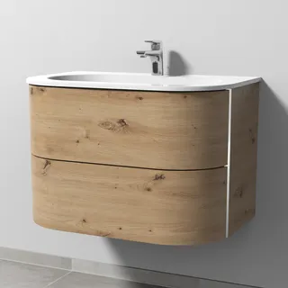 Sanipa 4balance Keramik-Waschtisch + Waschtischunterbau 80 cm mit 2 Auszügen, Badmöbel,