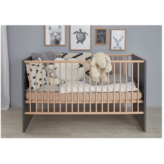 trendteam Bettanlage »Mats«, (1-St), trendteam Babybett in Grau matt mit Buche massiv Gitterbett 70 x 140 cm grau