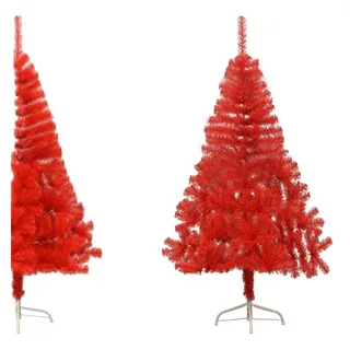 furnicato Künstlicher Weihnachtsbaum Künstlicher Halb-Weihnachtsbaum mit Ständer Rot 120 cm PVC rot