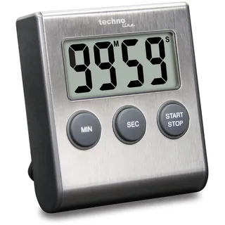 Technoline KT200 - klassischer, digitaler Kurzzeitwecker, Küchenuhr, Eieruhr, hochwertiges Edelstahlgehäuse, Silber, 6.4 x 1.8 x 7.0 cm
