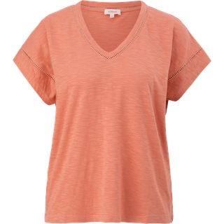 s.Oliver - T-Shirt mit Zierborte, Damen, Orange, 38