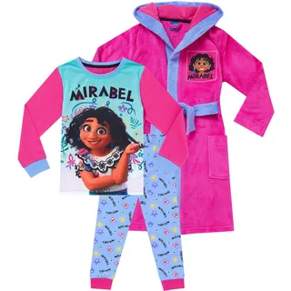 Disney Mädchen Schlafanzug und Bademantel Set Encanto Rosa 104 - 104