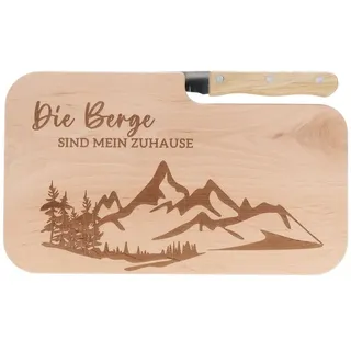 Spruchreif® Schneidebrett Brotzeitbrett · Holzbrett mit Gravur und Messer · Geschenke Wanderer